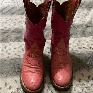 Pink ostrich lucchese boots
